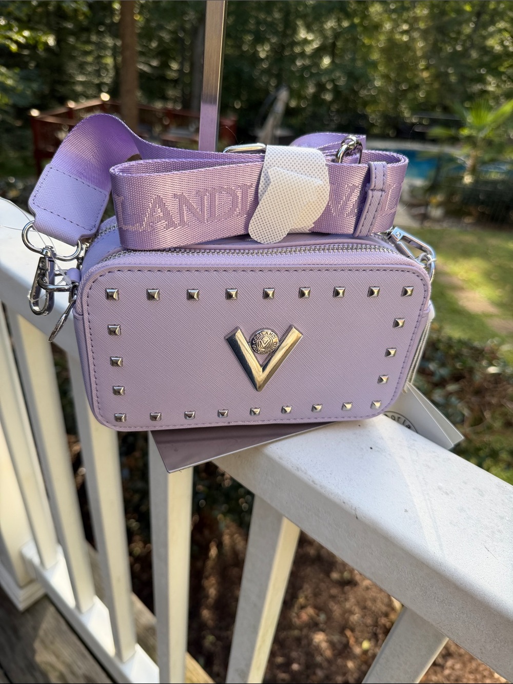 Valentino Orlandi Lavender Crossbody Bag with Stud Accents - Picture 15 of 16